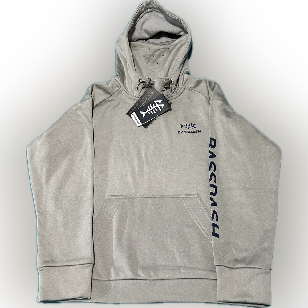 Youth Bassdash Grey Fishing Fleece Hoodie With Mask - Medium